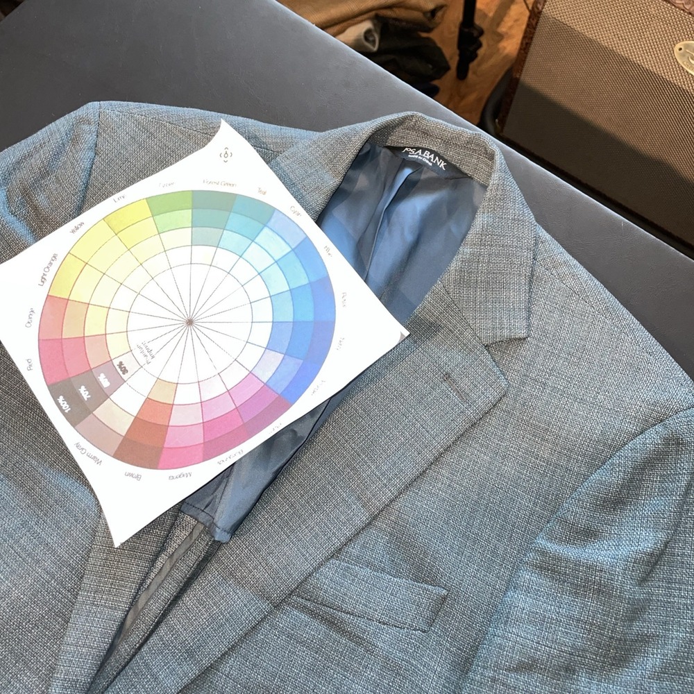 Jos A Bank Tailored Fit Slate Blue 40R Wool Unstructured Blazer, pockets shut